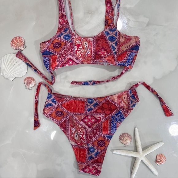 Colorful Patchwork Bikini Set - Picture 2 of 2